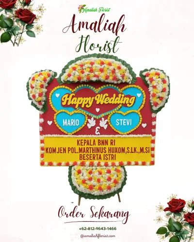 Karangan Papan Bunga Pernikahan di Jatiwangi